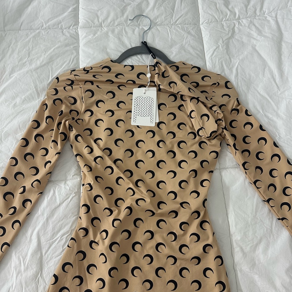 Marine Serre Tan Long Sleeve Top with Black Crescent Pattern - Picture 9 of 16